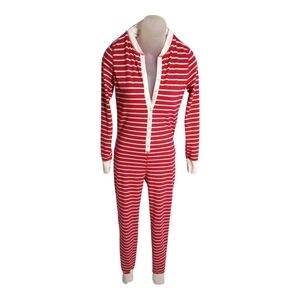 J.Crew Red White Striped Long John One-Piece Pajama Onesie Sleepwear Size XS